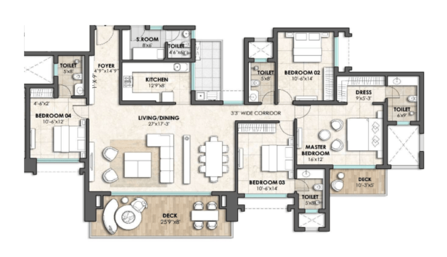 Lodha Azur 4BHK floor plan